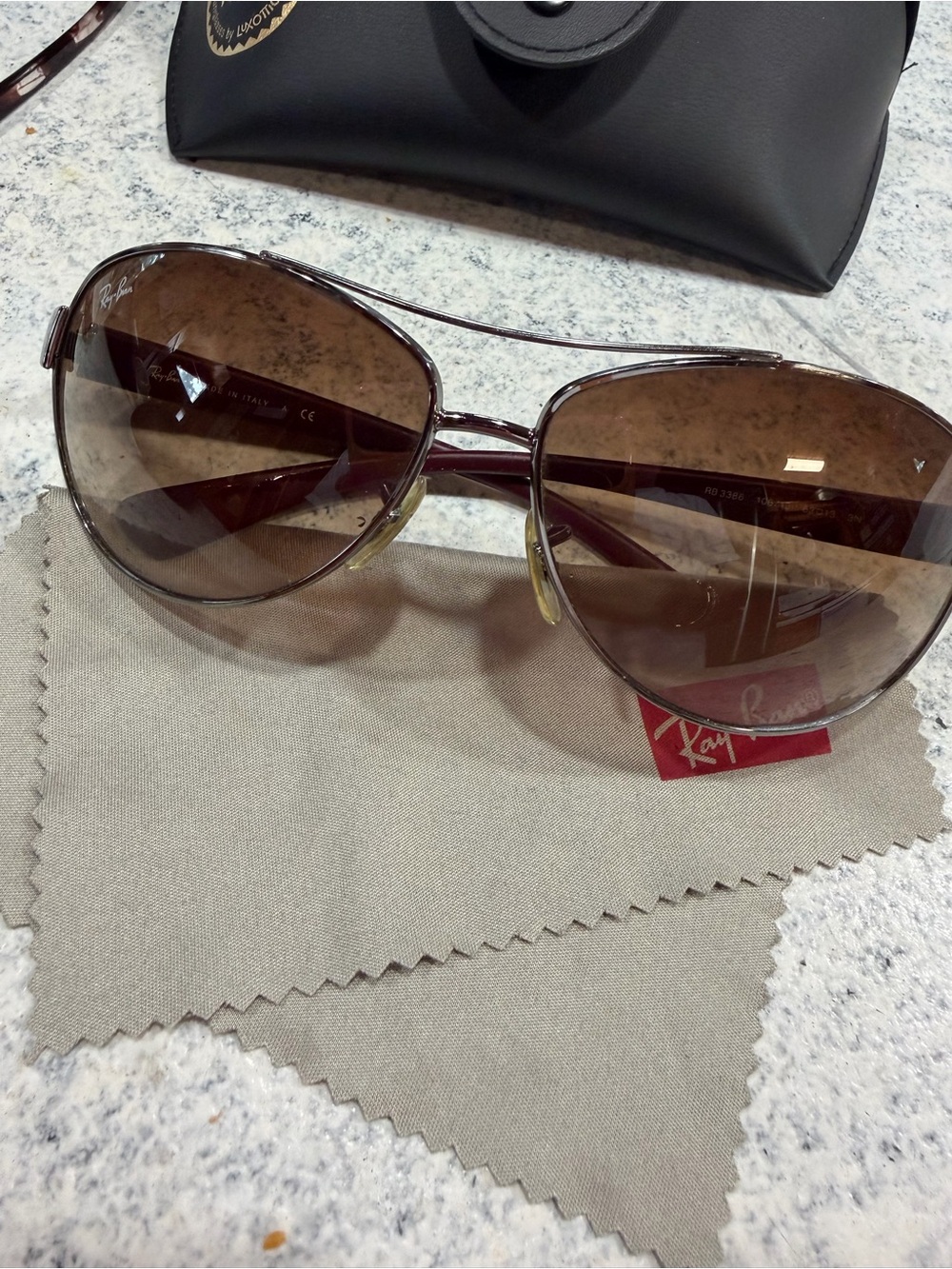 Ray-Ban Women's Brown Gradient Aviator Sunglasses with Gold Accents